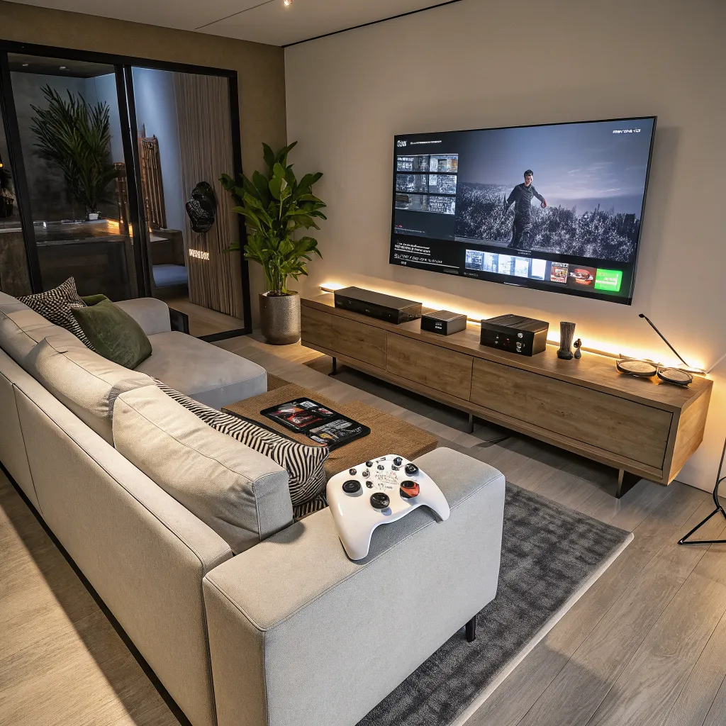 Modern console lounge gaming setup